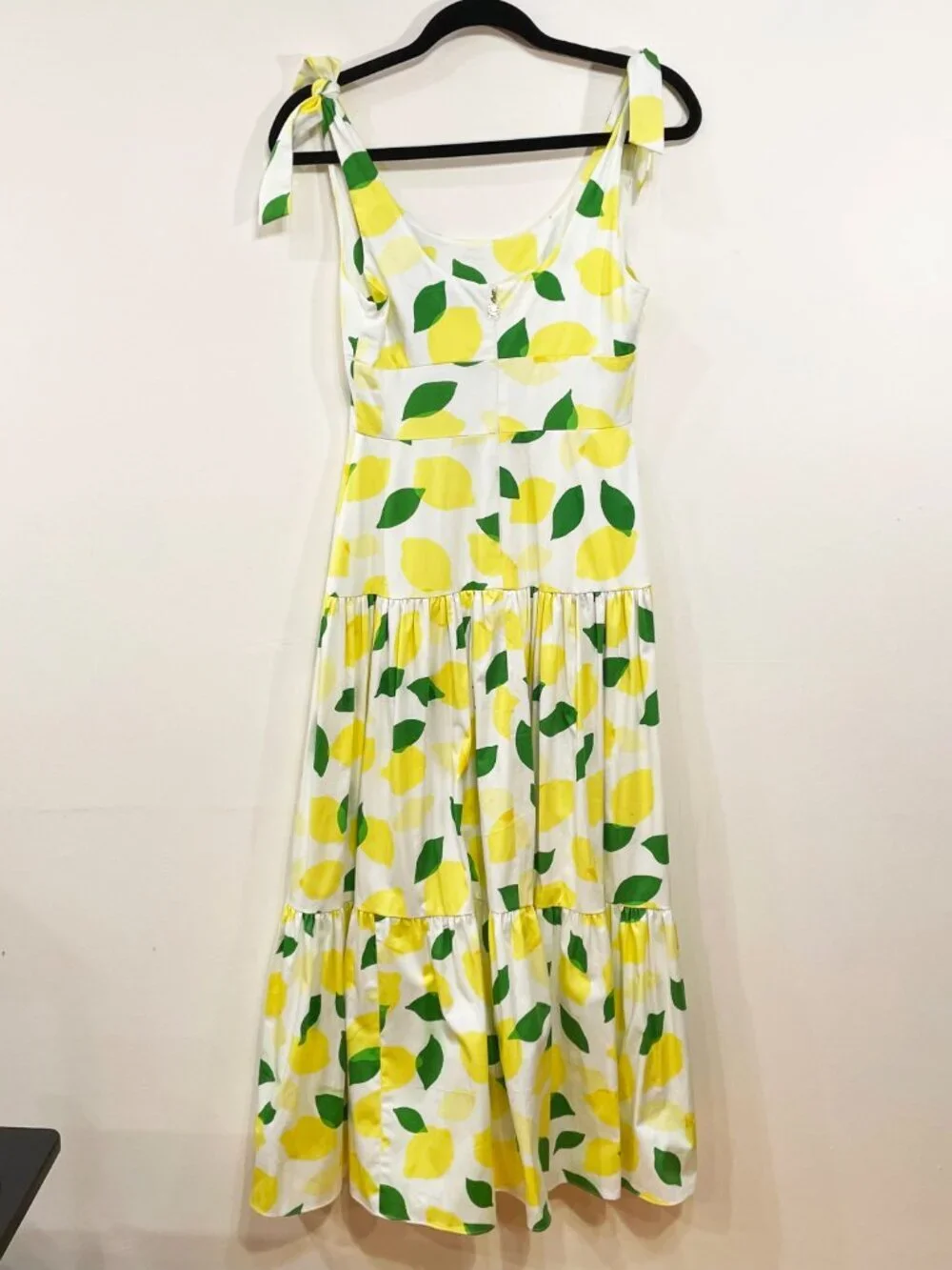 New Kate Spade Stretch Cotton Lemon Toss Tiered Midi Dress 0 $398